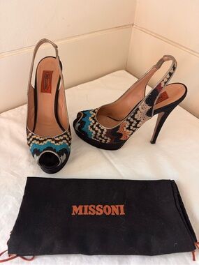 Missoni slingback heel chevron EU 37